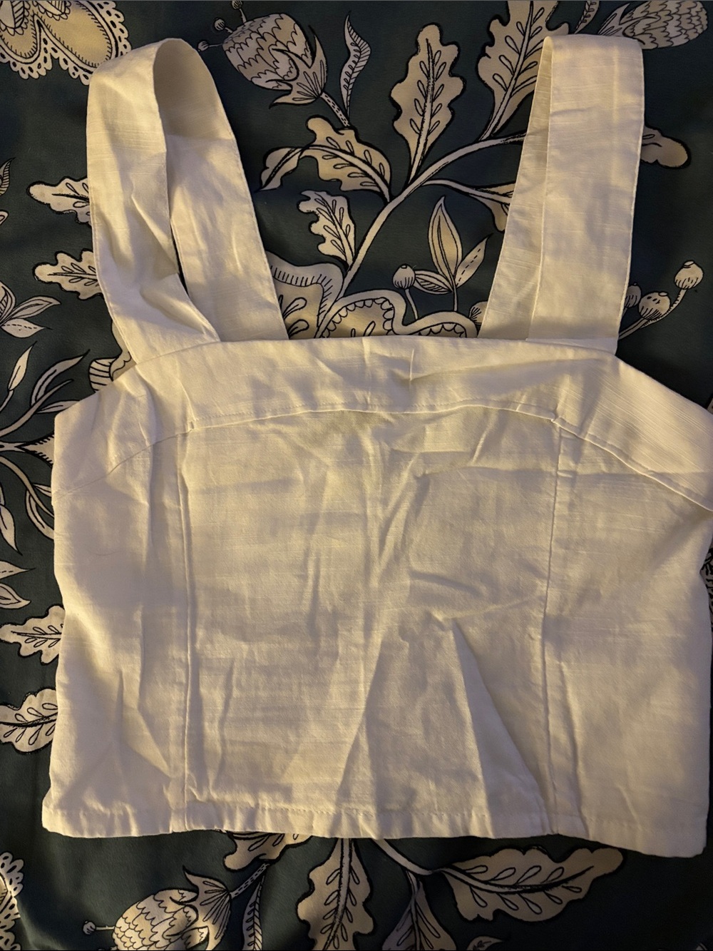 Abercrombie and Fitch-White Linen-Blend Square Neck Crop Top-size XS